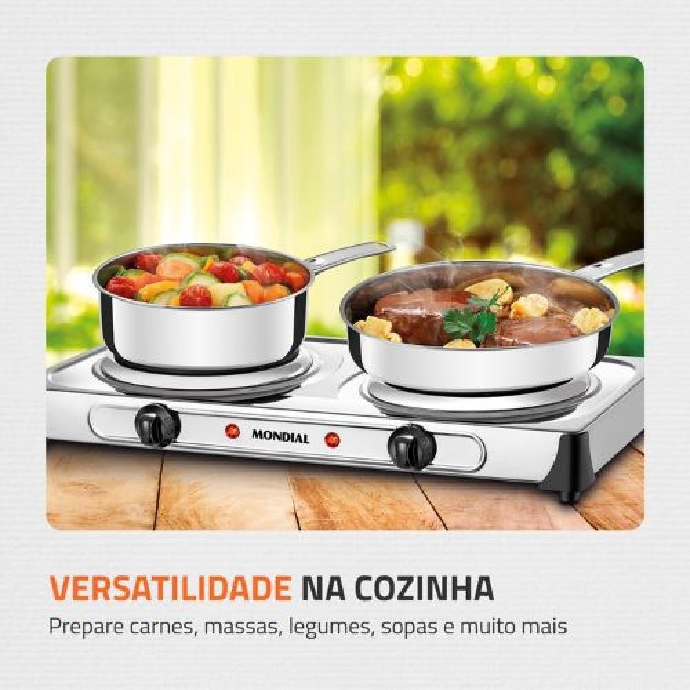Fogão 2 Bocas Mondial Elétrico Fast Cook FE-03 Inox 220V - 3