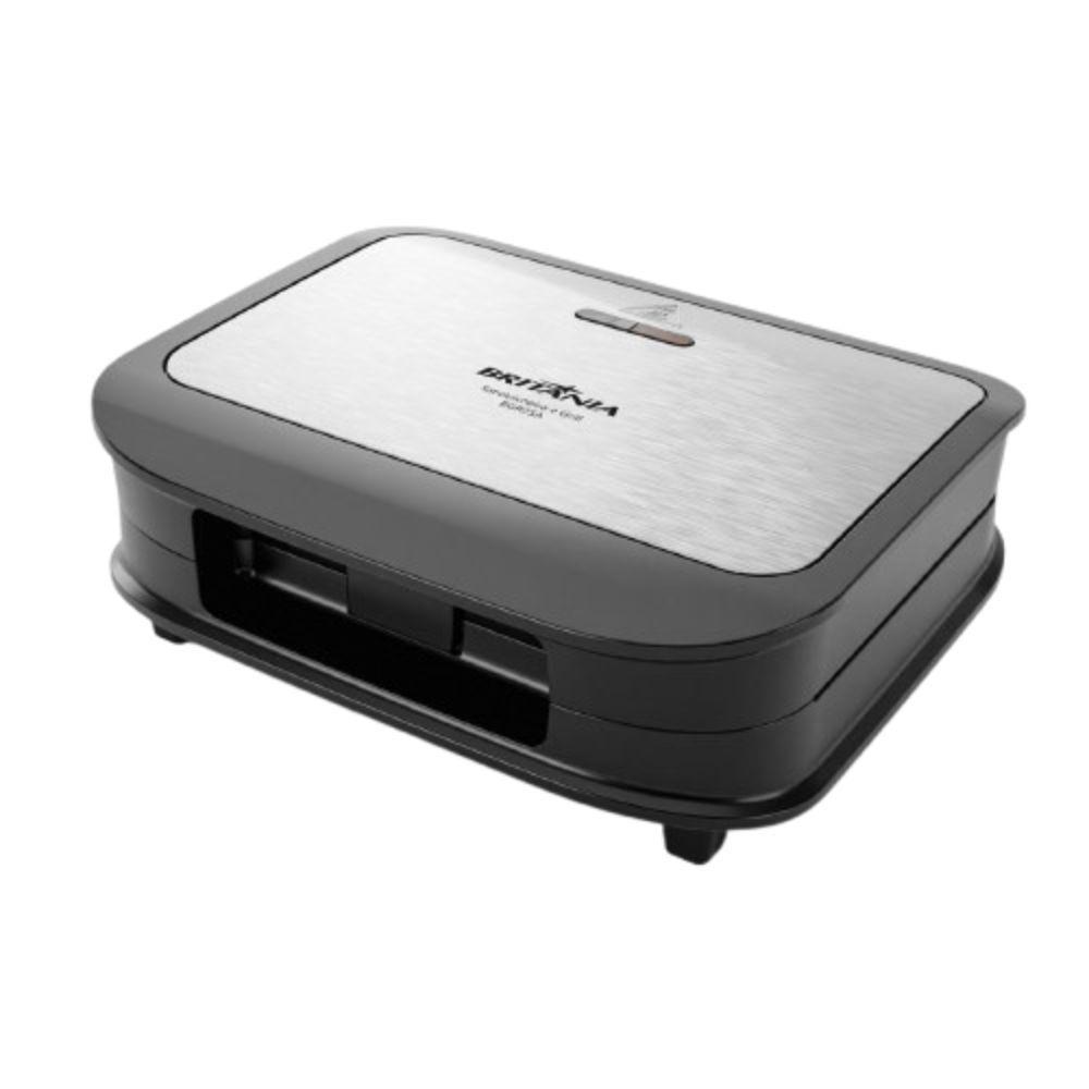 Sanduicheira E Grill Britânia 750W Antiaderente Bgr25a Preta-inox Preto - Inox 220V - 4