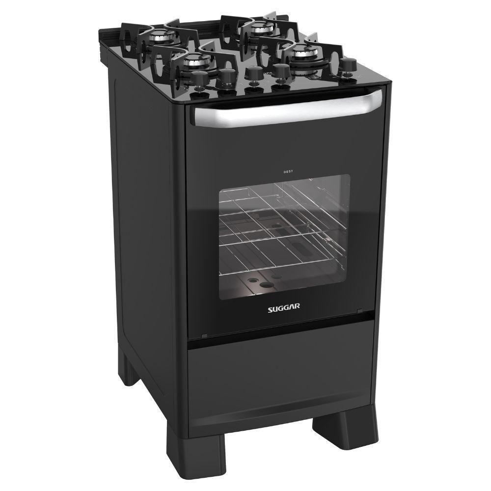 Fogão 4 Bocas Suggar Automático Mesa De Vidro Best Glass Preto Bivolt - 2