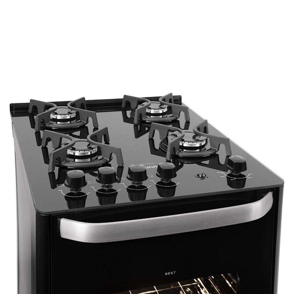 Fogão 4 Bocas Suggar Automático Mesa De Vidro Best Glass Preto Bivolt - 4
