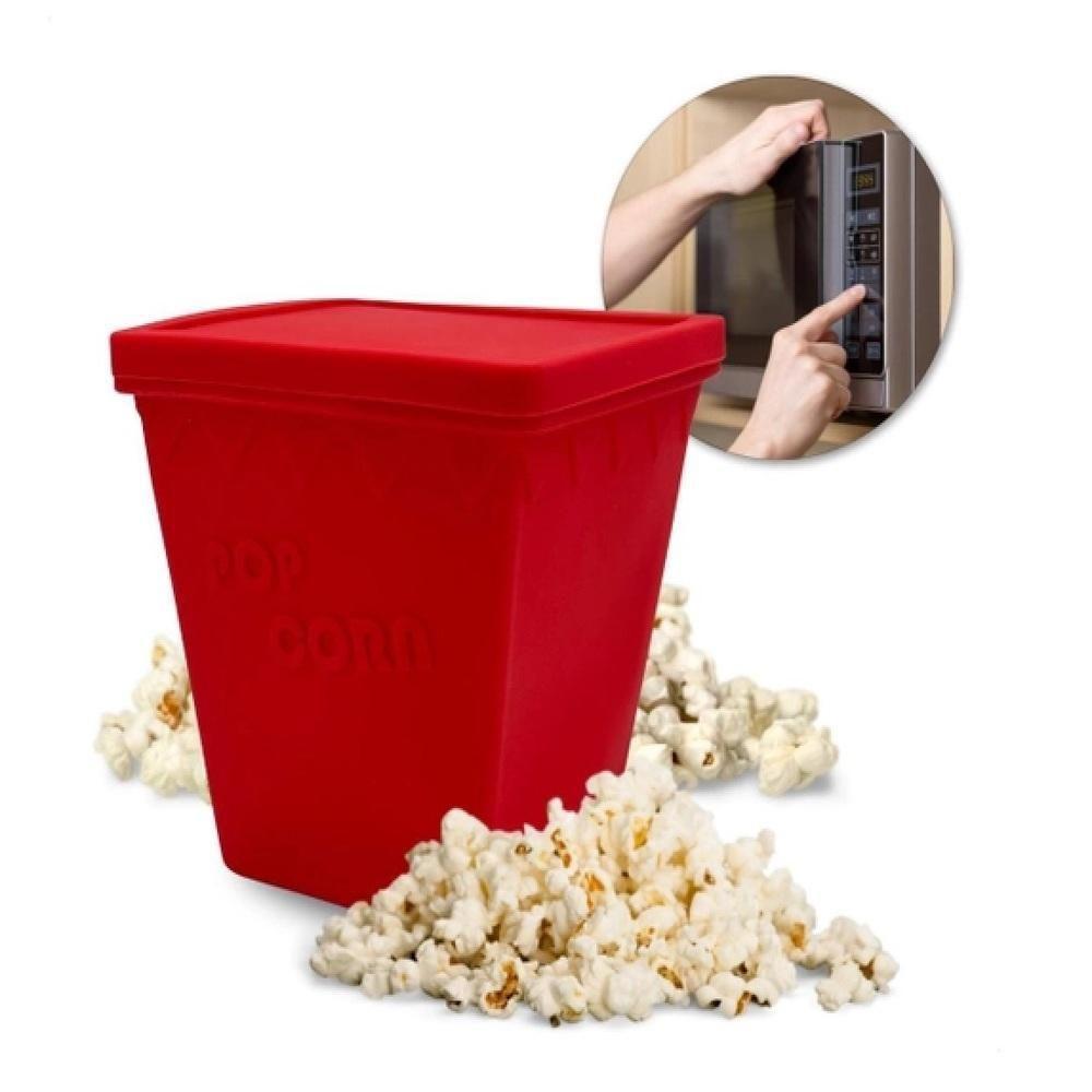 Pipoqueira Microondas Silicone Balde Pipoca Sem Óleo Saudável Com Tampa Panela Pop Corn Refratário Luxo - 1