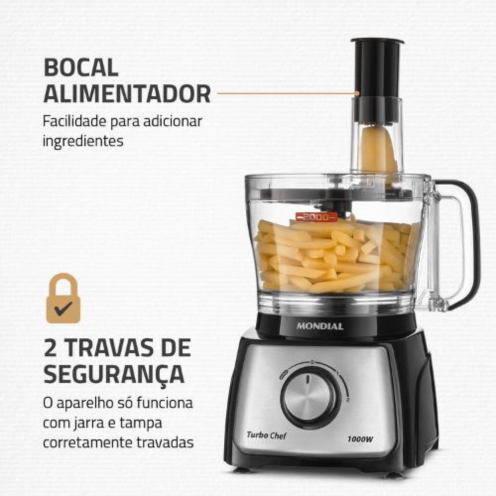 Multiprocessador 5 Em 1 Com 2 Velocidades 1000W Mondial Mpn-01-b Preto 110V - 6
