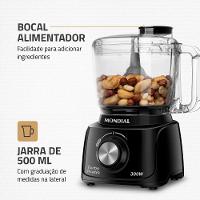 Mini Processador De Alimentos 2 Funções 1 Velocidade 300W Mondial Turbo Pratic Black Mp 16 B Preto 110V