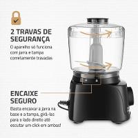 Mini Processador De Alimentos 2 Funções 1 Velocidade 300W Mondial Turbo Pratic Black Mp 16 B Preto 110V - 5