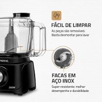 Mini Processador De Alimentos 2 Funções 1 Velocidade 300W Mondial Turbo Pratic Black Mp 16 B Preto 110V - 6