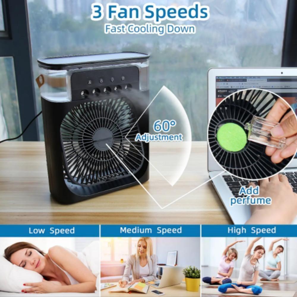 Ventilador De Mesa Ar Condicionado Portátil Climatizador Led Umidificador Ambiente Multi Velocidades Luminária - 4