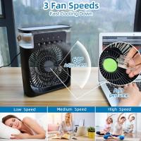 Ventilador De Mesa Ar Condicionado Portátil Climatizador Led Umidificador Ambiente Multi Velocidades Luminária