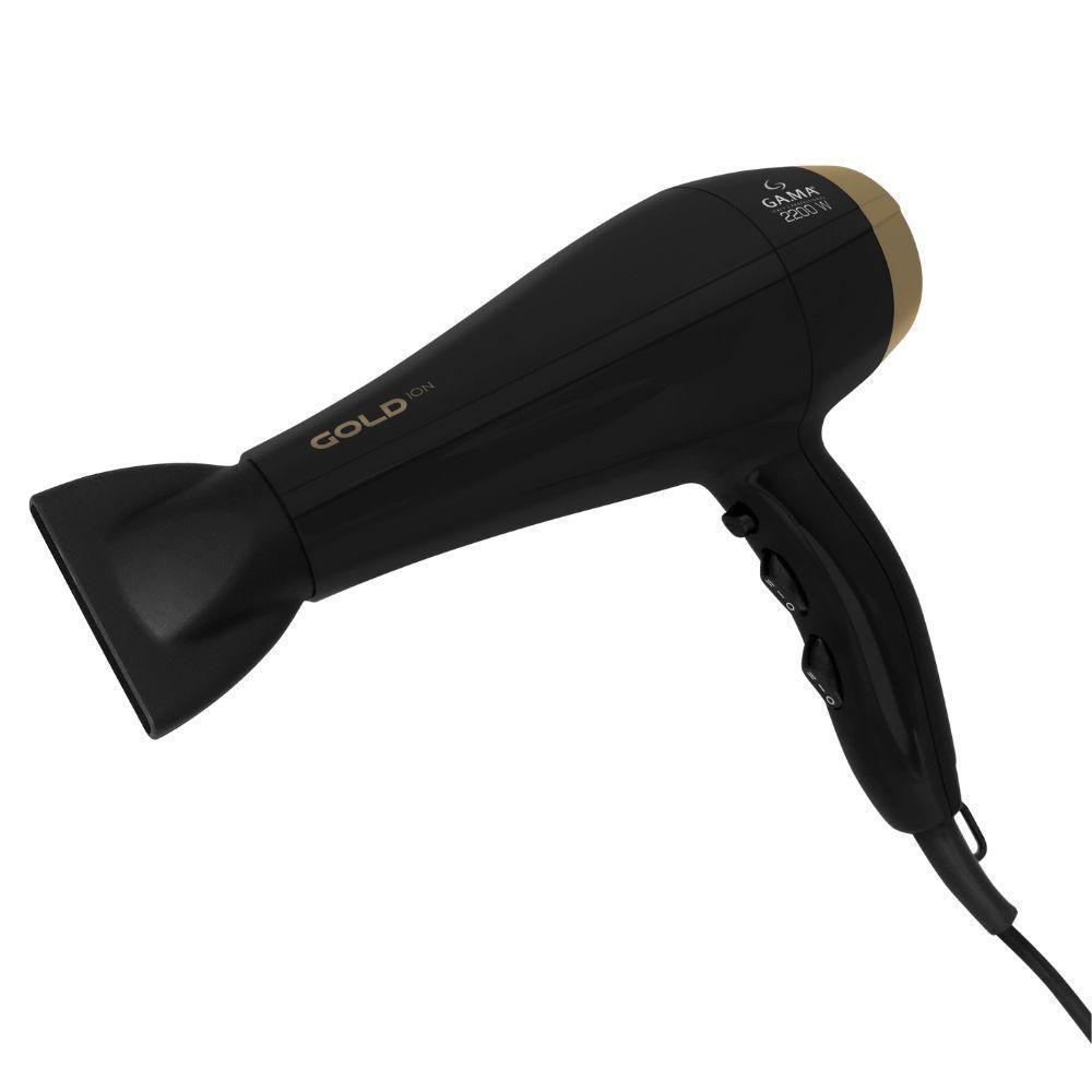 Secador De Cabelo Gama Gold Ion 2 Velocidades 2.200W Preto-dourado Preto - Dourado 220V - 2