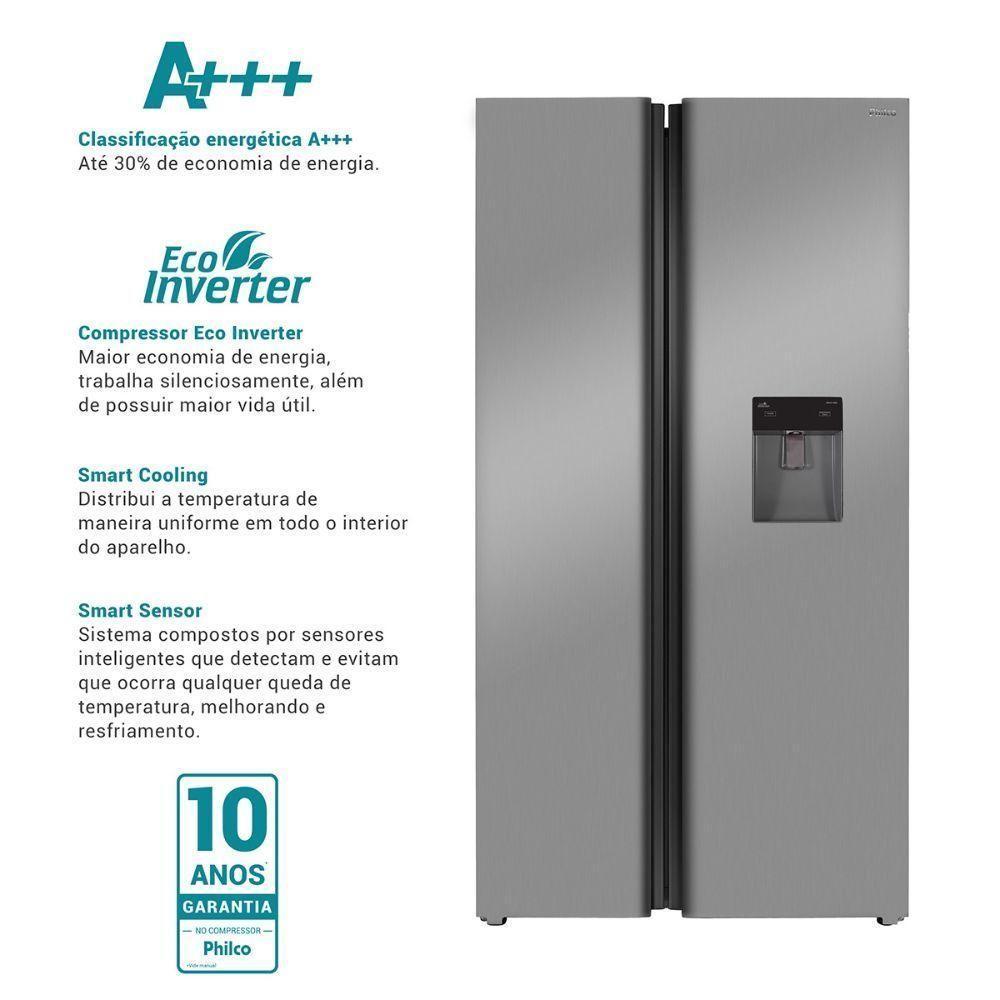 Geladeira Philco Frost Free Inverter Side By Side 486L PRF504ID Inox 220V - 3