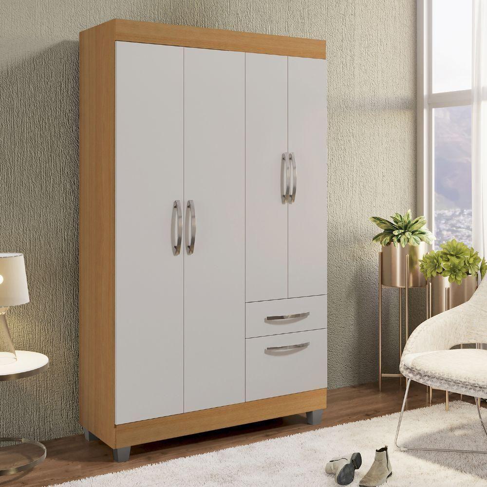 Guarda-roupa 5 Portas 1 Gaveta Peroba-off White Rp 155 Rei Móveis - 1