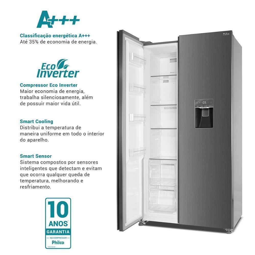 Geladeira Philco Frost Free Inverter Side By Side 434L PRF535ID Inox 220V - 4