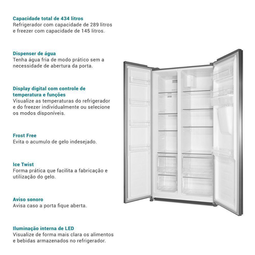 Geladeira Philco Frost Free Inverter Side By Side 434L PRF535ID Inox 220V - 5
