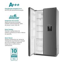 Geladeira Philco Frost Free Inverter Side By Side 434L PRF535ID Inox 220V
