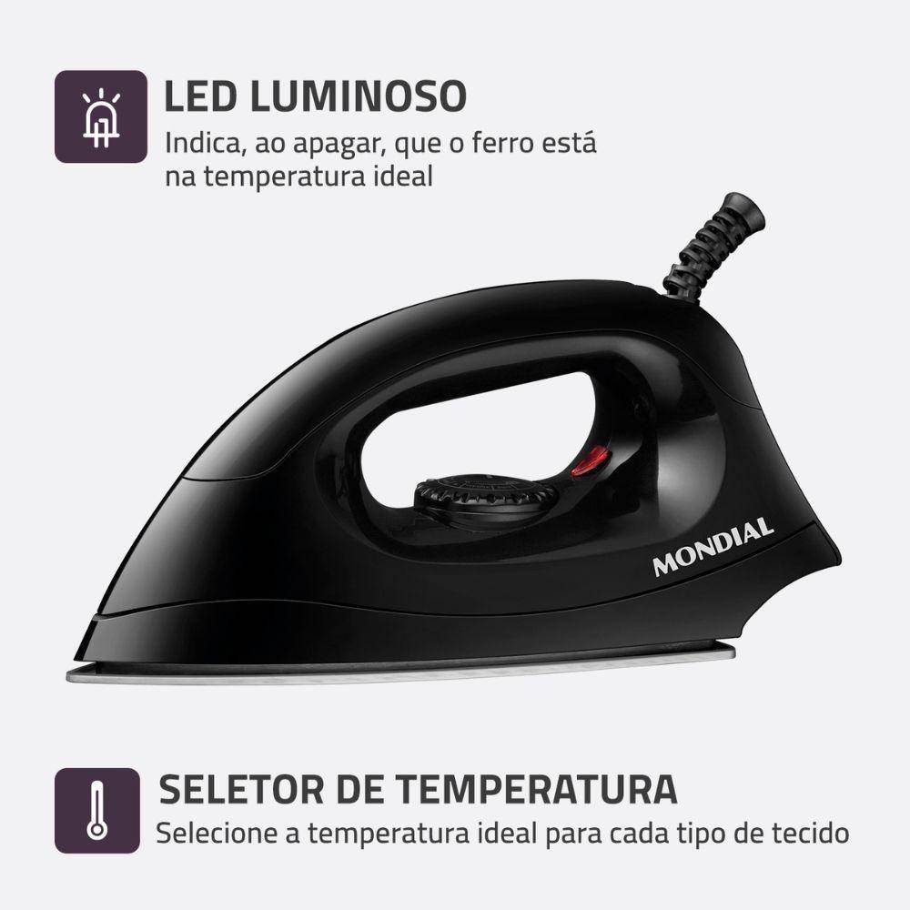 Ferro A Seco Mondial FSN55B 1000W Preto 220V - 3