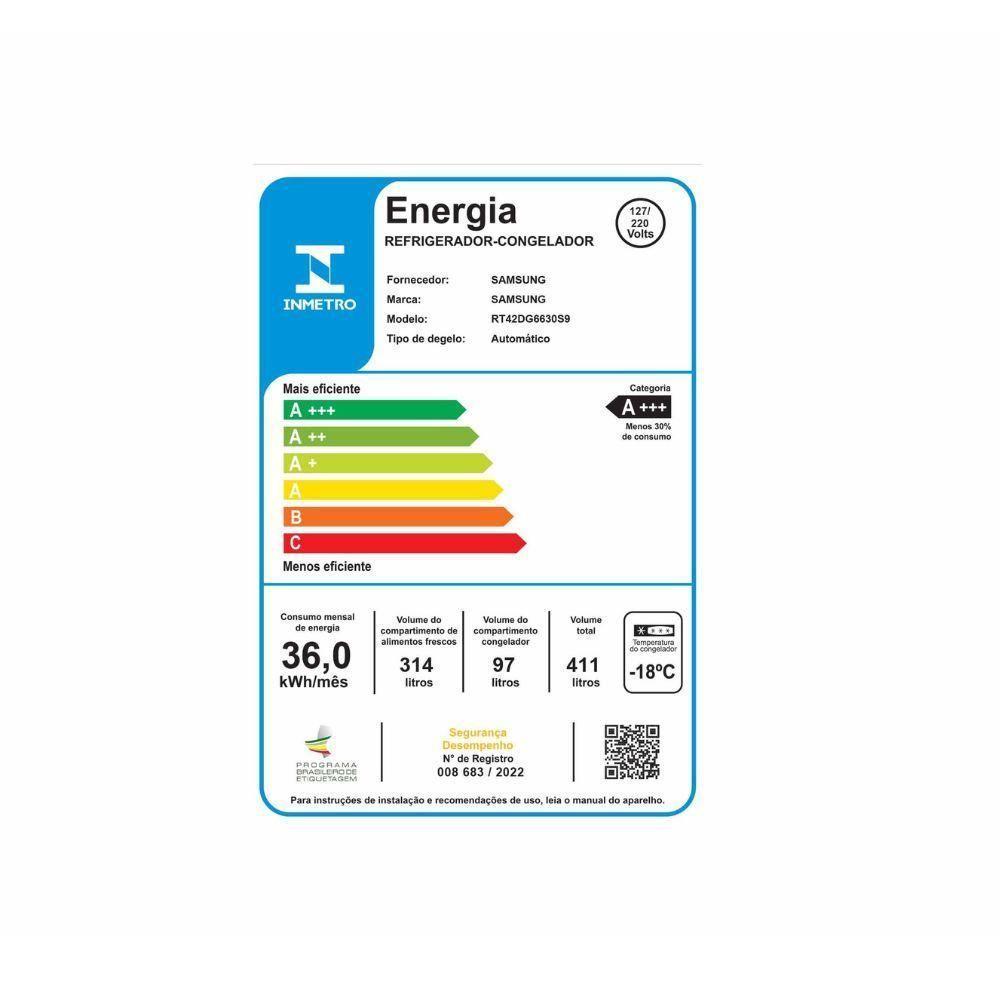 Geladeira Samsung Frost Free Inverter Duplex 411L RT42DG663059FZ Inox Bivolt - 6