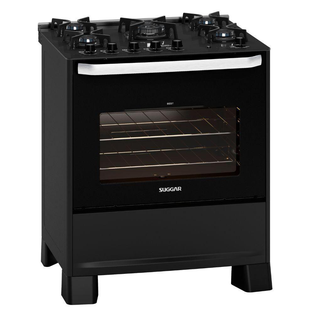 Fogão 5 Bocas Suggar Automático Mesa De Vidro Best Glass Preto Bivolt - 2