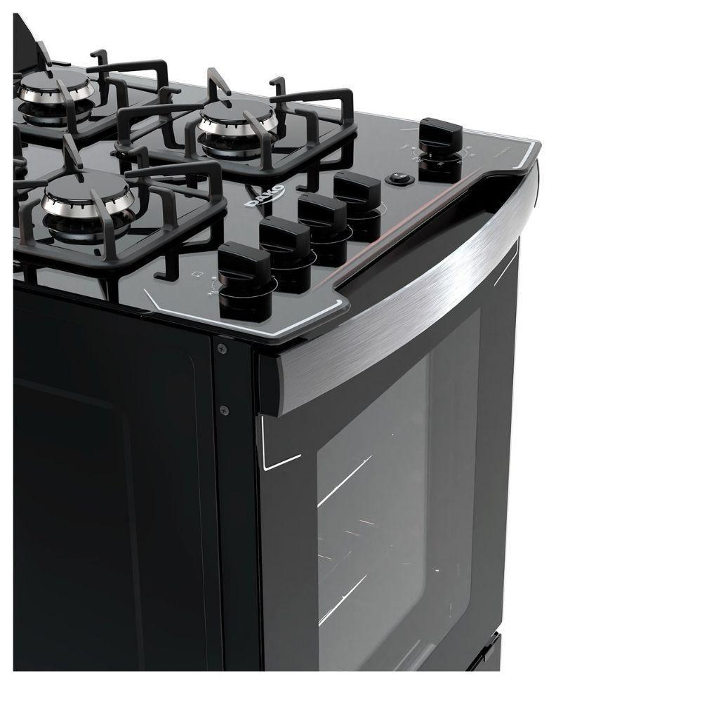 Fogão 4 Bocas Dako Diplomata Mesa De Vidro Automático Preto Bivolt - 3