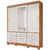 Guarda-roupa Casal 3 Portas 8 Gavetas Com Espelho Cinamomo-off Luiza Panan Móveis - 2