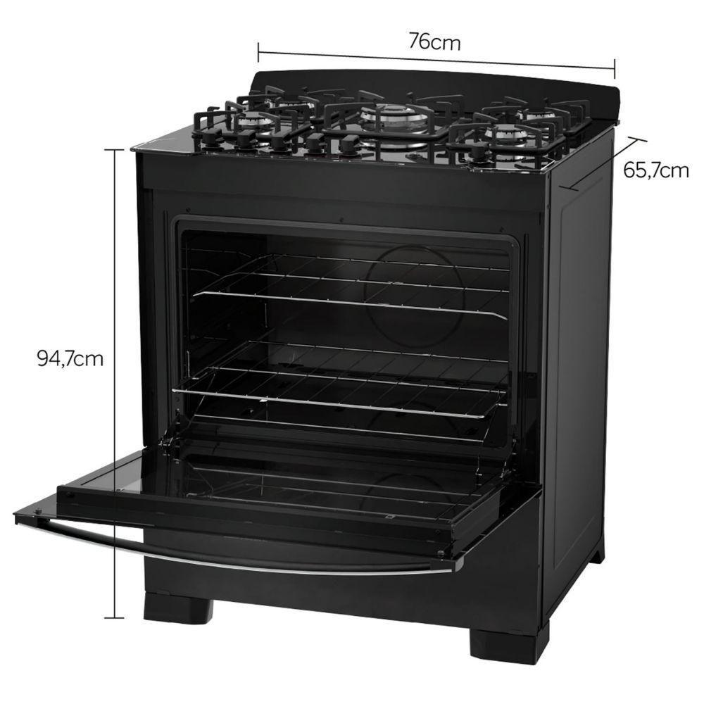 Fogão 5 Bocas Dako Automático Mesa De Vidro Diplomata Preto Bivolt - 5