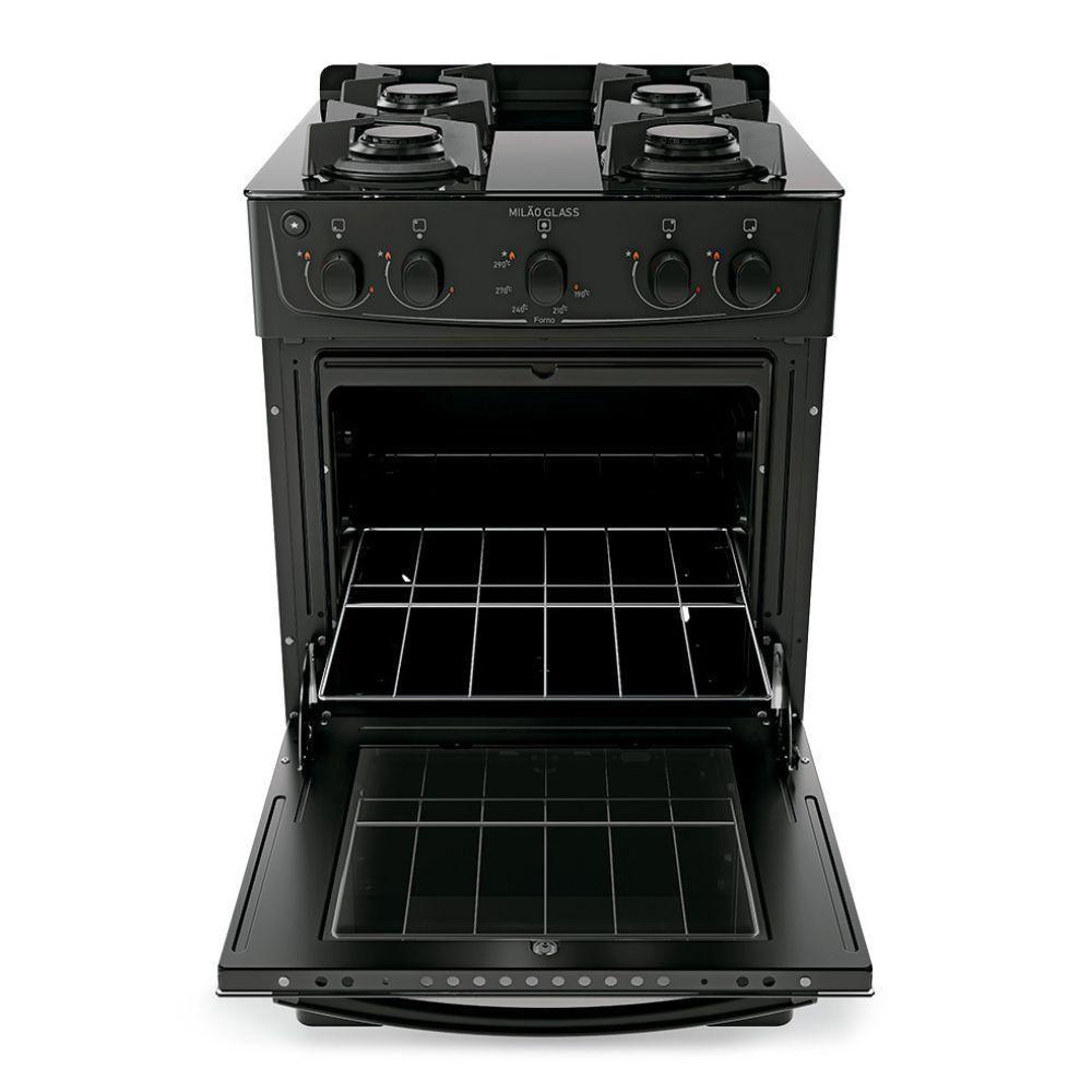 Fogão 4 Bocas Atlas Automático Mesa De Vidro Milão Glass Preto Bivolt - 2