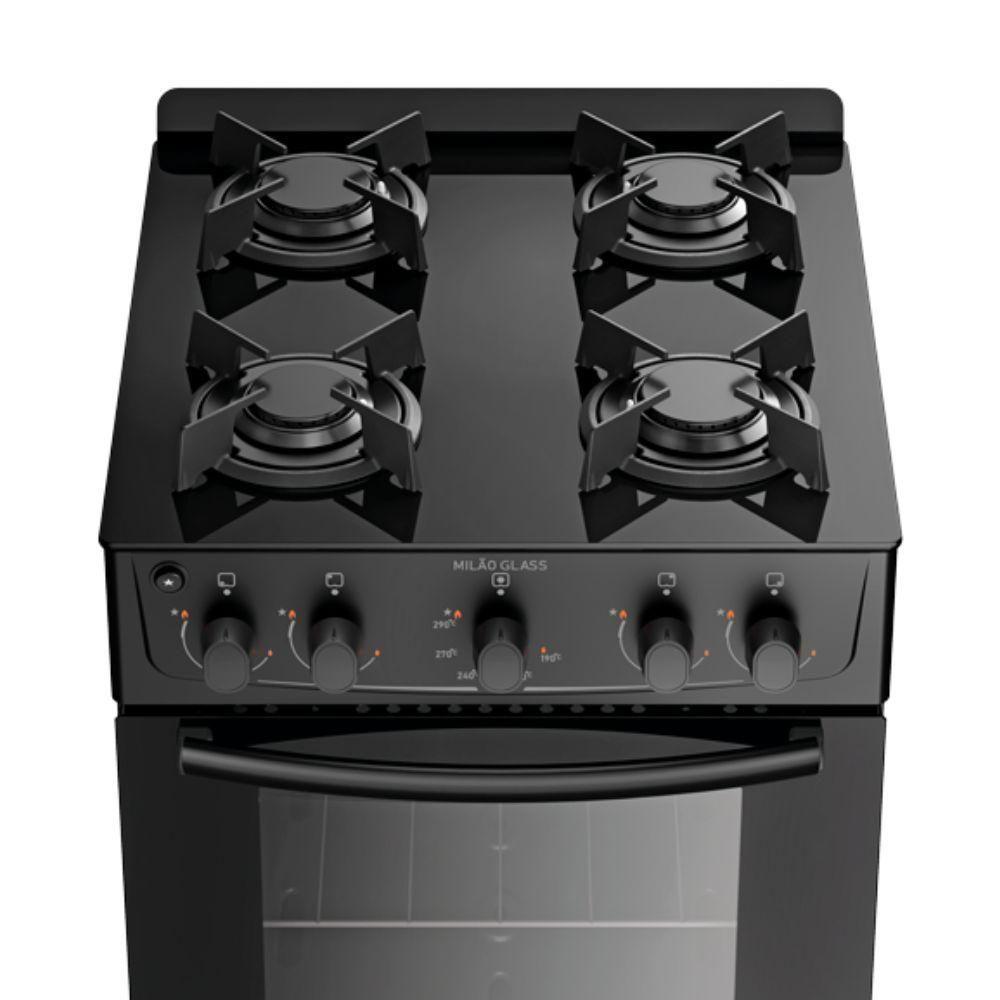 Fogão 4 Bocas Atlas Automático Mesa De Vidro Milão Glass Preto Bivolt - 3