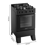 Fogão 4 Bocas Atlas Automático Mesa De Vidro Milão Glass Preto Bivolt - 5