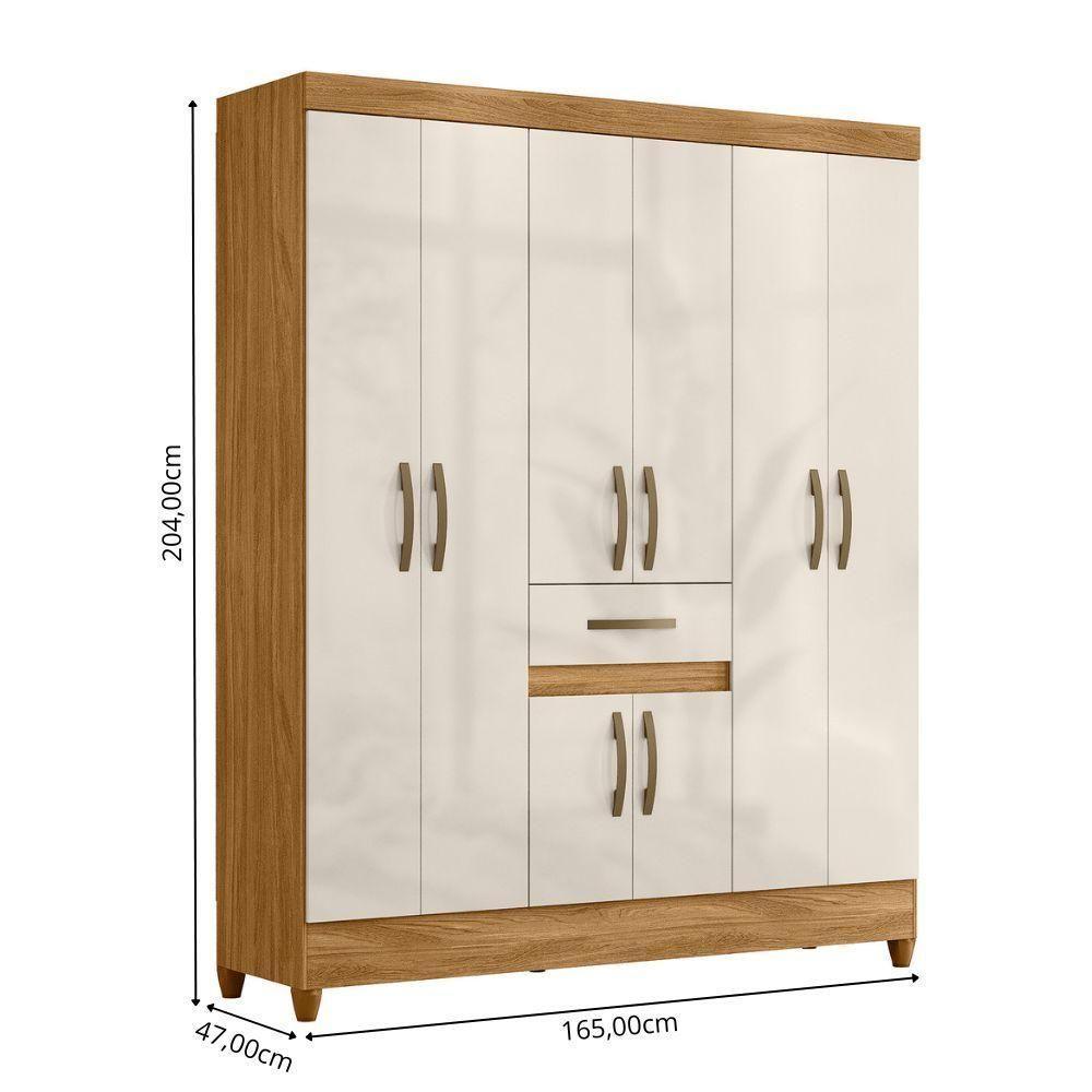 Guarda-roupas Casal 8 Portas 1 Gaveta Freijó-off White Portugal Moval Móveis - 4