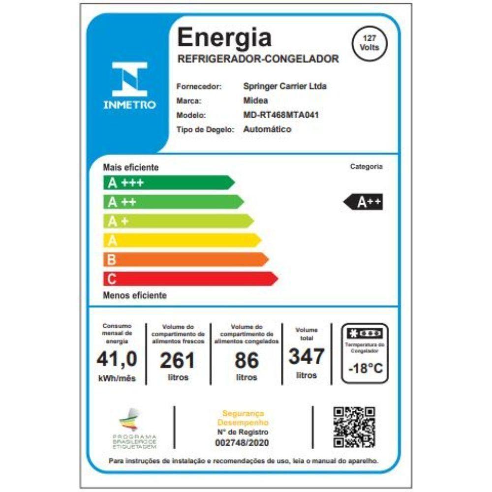 Geladeira Midea Frost Free Duplex 347L RT468MTA Inox 110V - 6