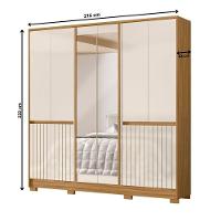 Guarda-roupa Casal 6 Portas 4 Gavetas Com Espelho Freijó-off White Alasca Moval - 3