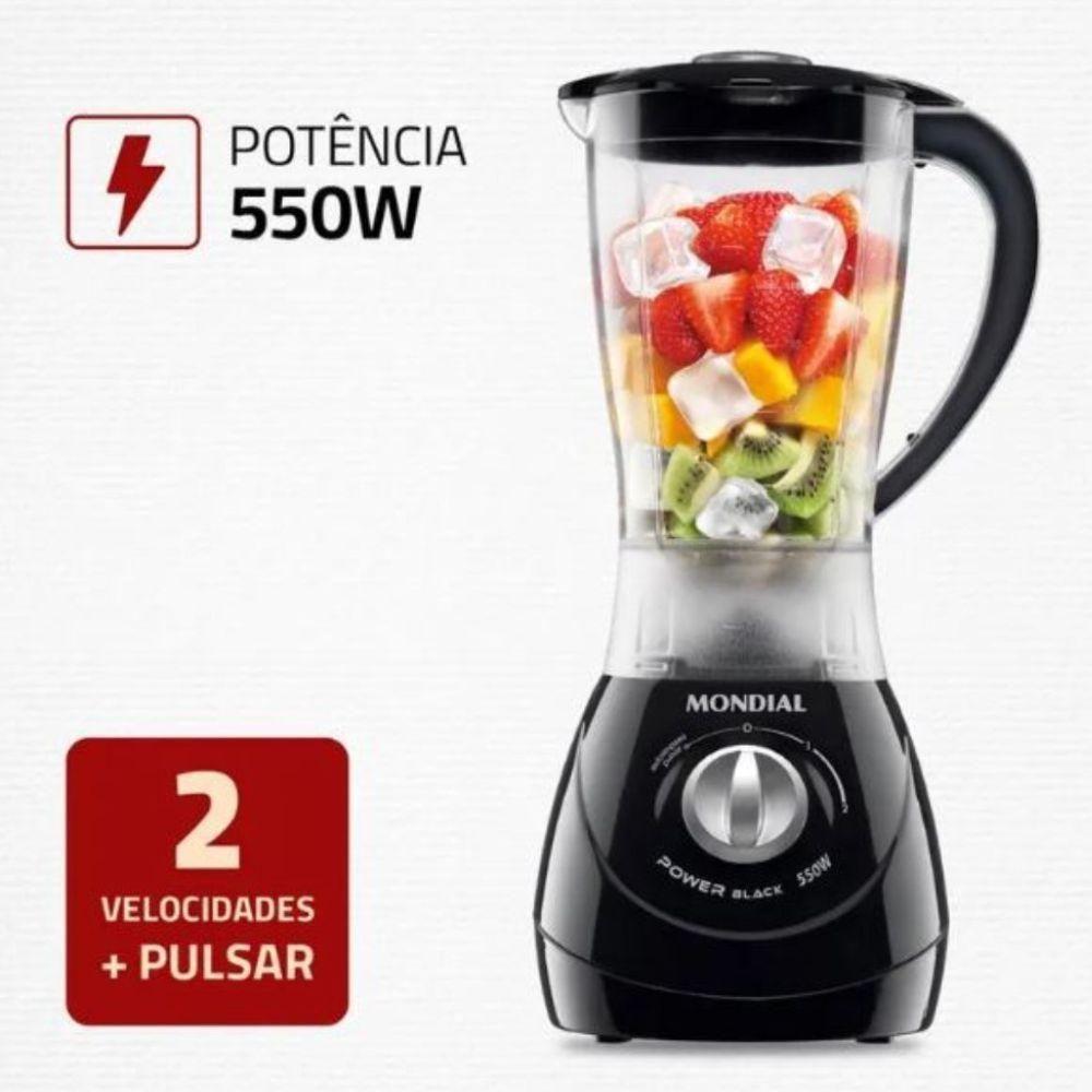 Liquidificador Mondial L-28 500W 2 Velocidades Preto 110V - 3