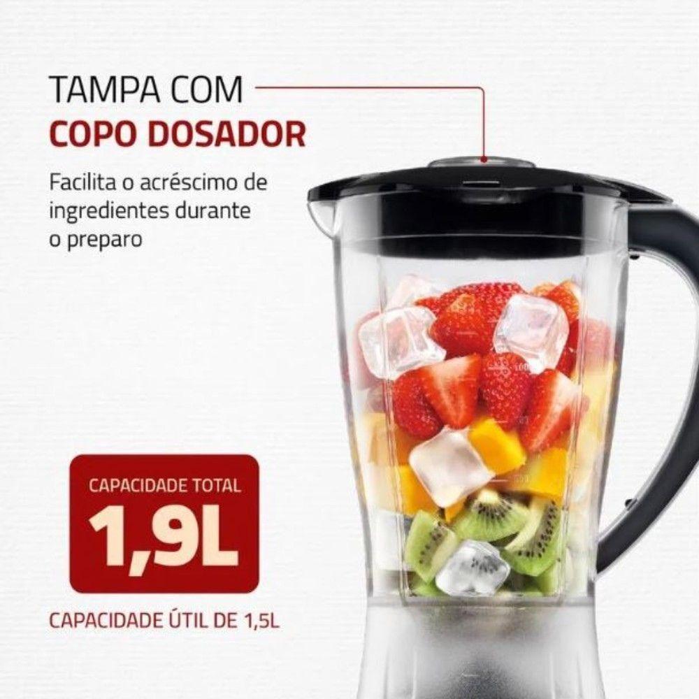 Liquidificador Mondial L-28 500W 2 Velocidades Preto 110V - 4