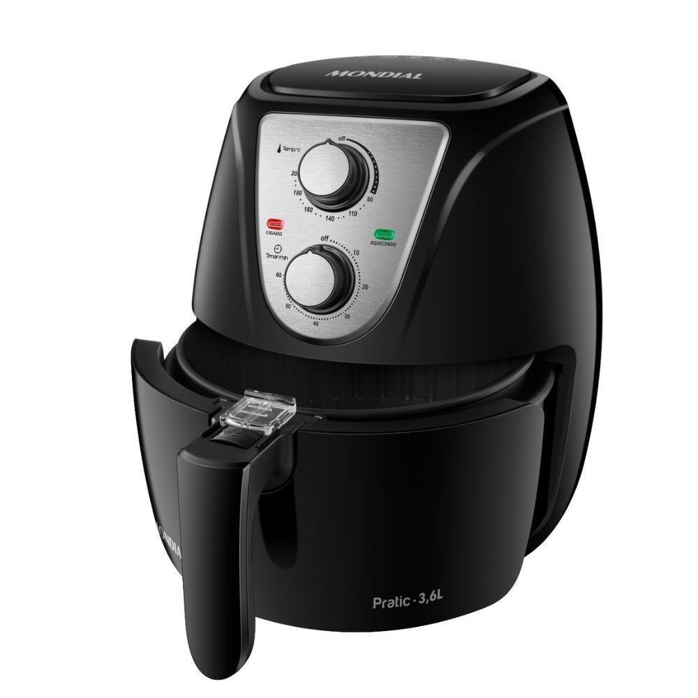 Fritadeira Elétrica Sem Óleo-Air Fryer Mondial AF-36-BI 3,6L Com Timer 3,6L Pt - Inox 220V - 1
