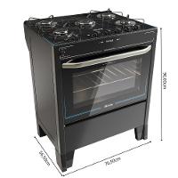 Fogão 5 Bocas Braslar Automático Mesa De Vidro Horus Top Control Preto Bivolt - 4