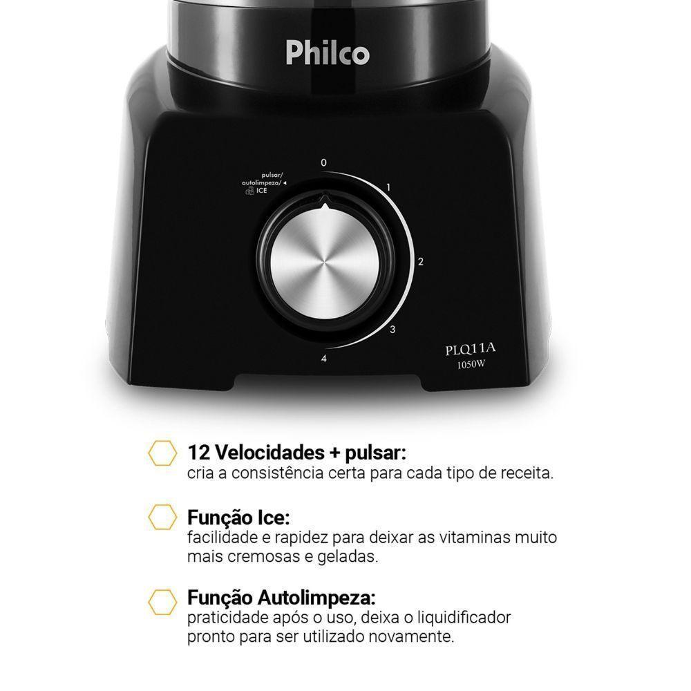 Liquidificador Philco PLQ11A 1050W 4 Velocidades Preto 110V - 10