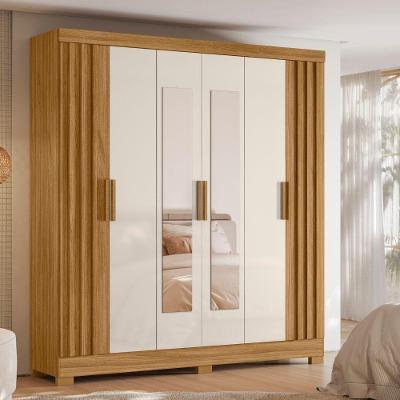 Guarda-roupa Casal 6 Portas 2 Gavetas Com Espelho Freijó-off White Valença Moval Móveis