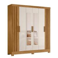Guarda-roupa Casal 6 Portas 2 Gavetas Com Espelho Freijó-off White Valença Moval Móveis - 2