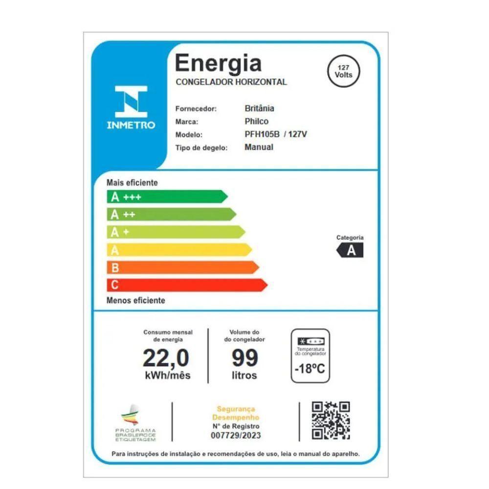 Freezer Horizontal Philco 99L 1 Porta PFH105B Branco 110V - 6