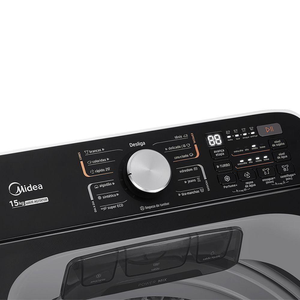 Lavadora De Roupas Automática Midea 15kg MA512W150A-WKBR Reuso De Água Branca 220V - 5