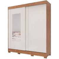 Guarda-roupa Casal 2 Portas 3 Gavetas Com Espelho Cinamomo-off White Ilheus Panan Móveis - 2