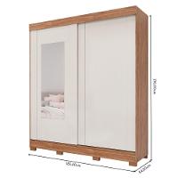 Guarda-roupa Casal 2 Portas 3 Gavetas Com Espelho Cinamomo-off White Ilheus Panan Móveis - 4