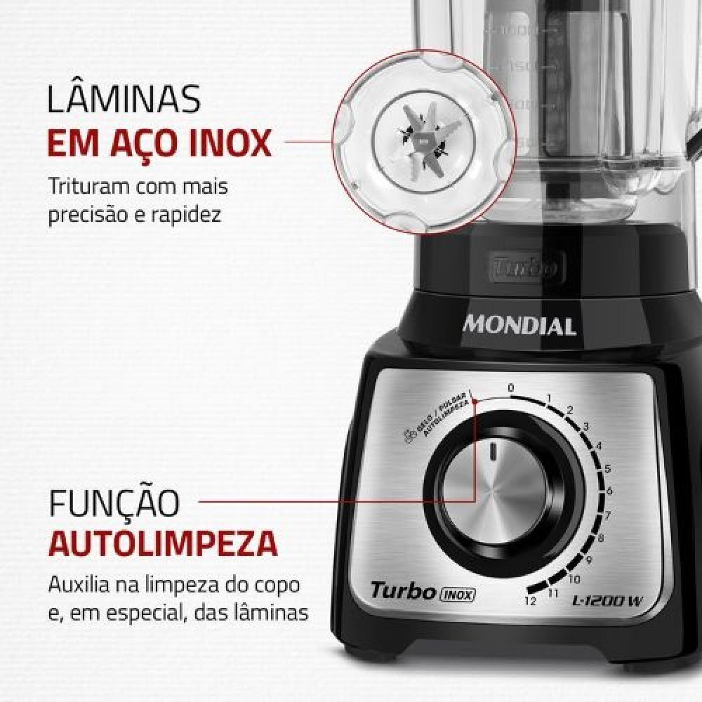 Liquidificador Mondial L1200bi 1200W 12 Velocidades Preto 220V - 6