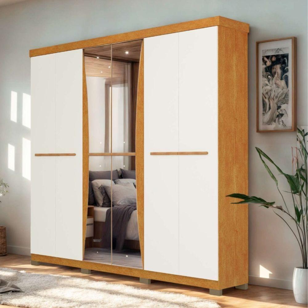 Guarda-roupa Casal 6 Portas 4 Gavetas Freijó-off White Sancho Avelan Móveis Off White - 1