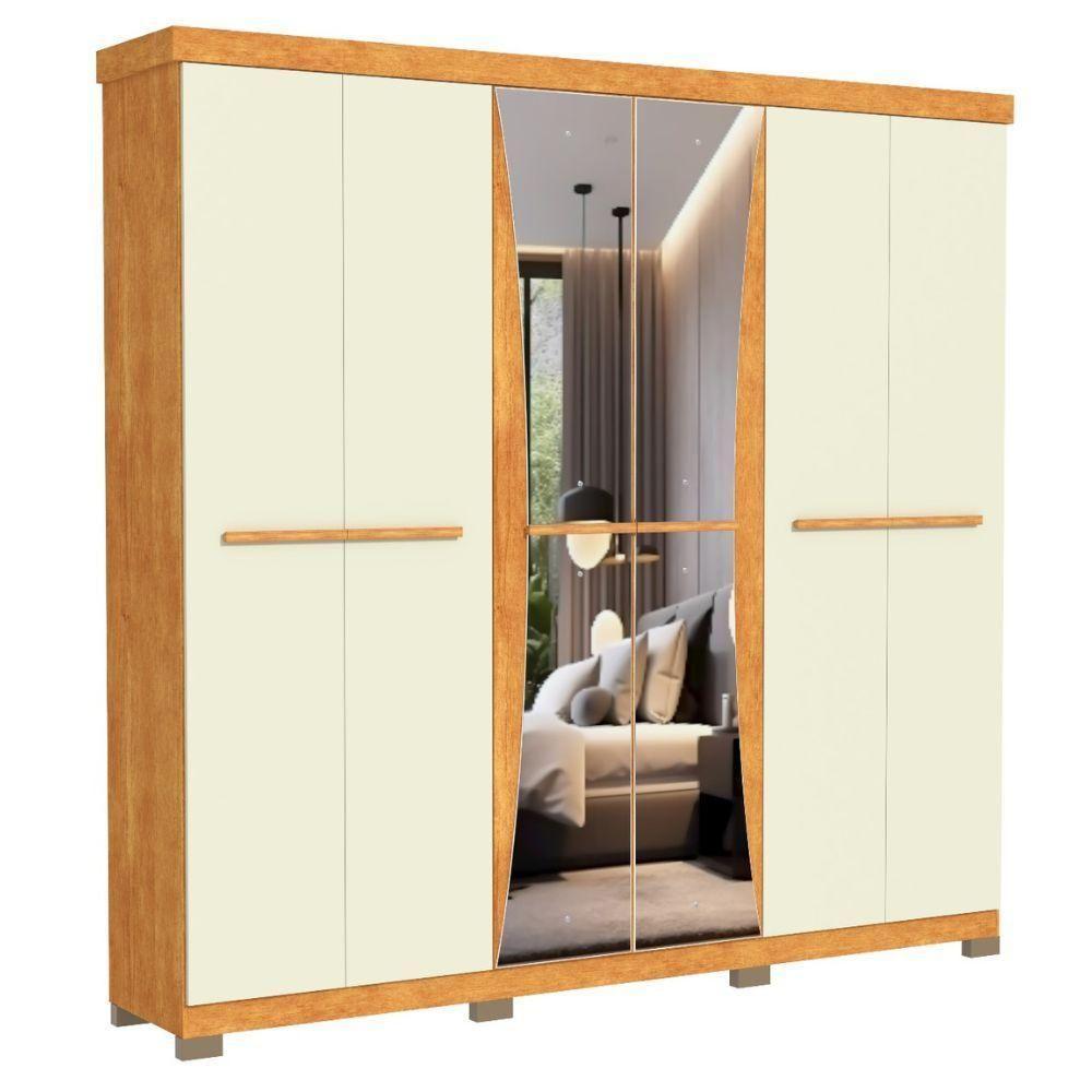 Guarda-roupa Casal 6 Portas 4 Gavetas Freijó-off White Sancho Avelan Móveis Off White - 2