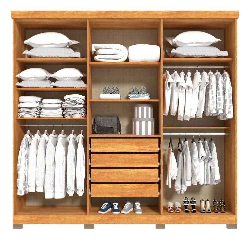 Guarda-roupa Casal 6 Portas 4 Gavetas Freijó-off White Sancho Avelan Móveis Off White - 3