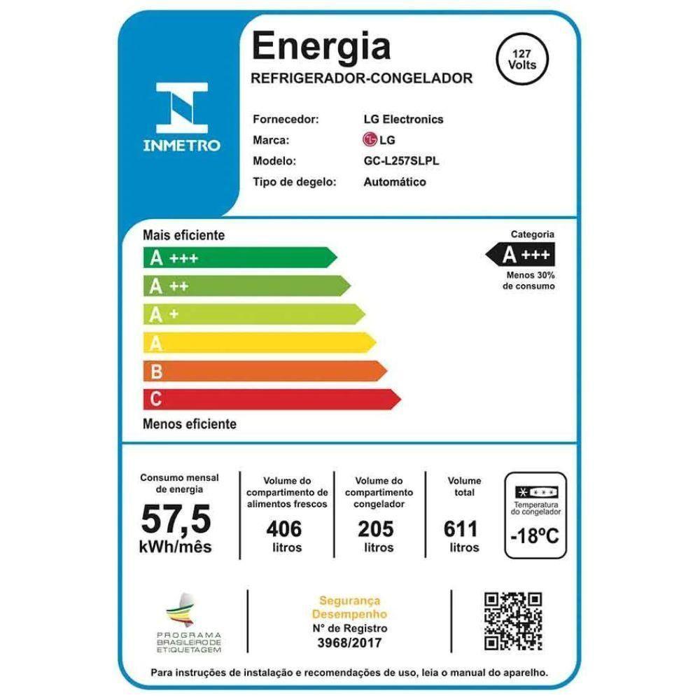 Geladeira Smart LG Side By Side Uvnano 611L Inverter GC-L257SLP Aço Escovado 110V - 6