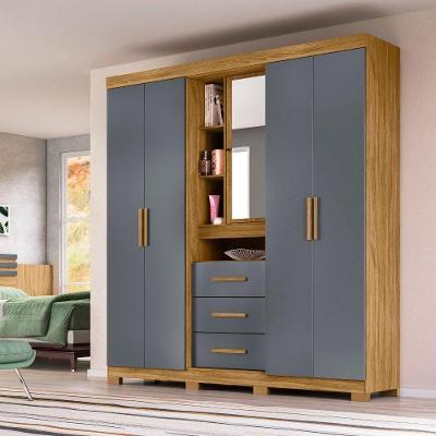 Guarda-roupa Casal 5 Portas 3 Gavetas Com Espelho Freijo-cinza Eldorado Moval M?veis Cinza - Carvalho