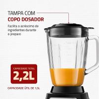 Liquidificador Mondial Turbo Glass L-1400-gi Jarra De Vidro 1400W 12 Velocidades Preto-inox Preto 110V