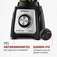 Liquidificador Mondial Turbo Glass L-1400-gi Jarra De Vidro 1400W 12 Velocidades Preto-inox Preto 110V - 6