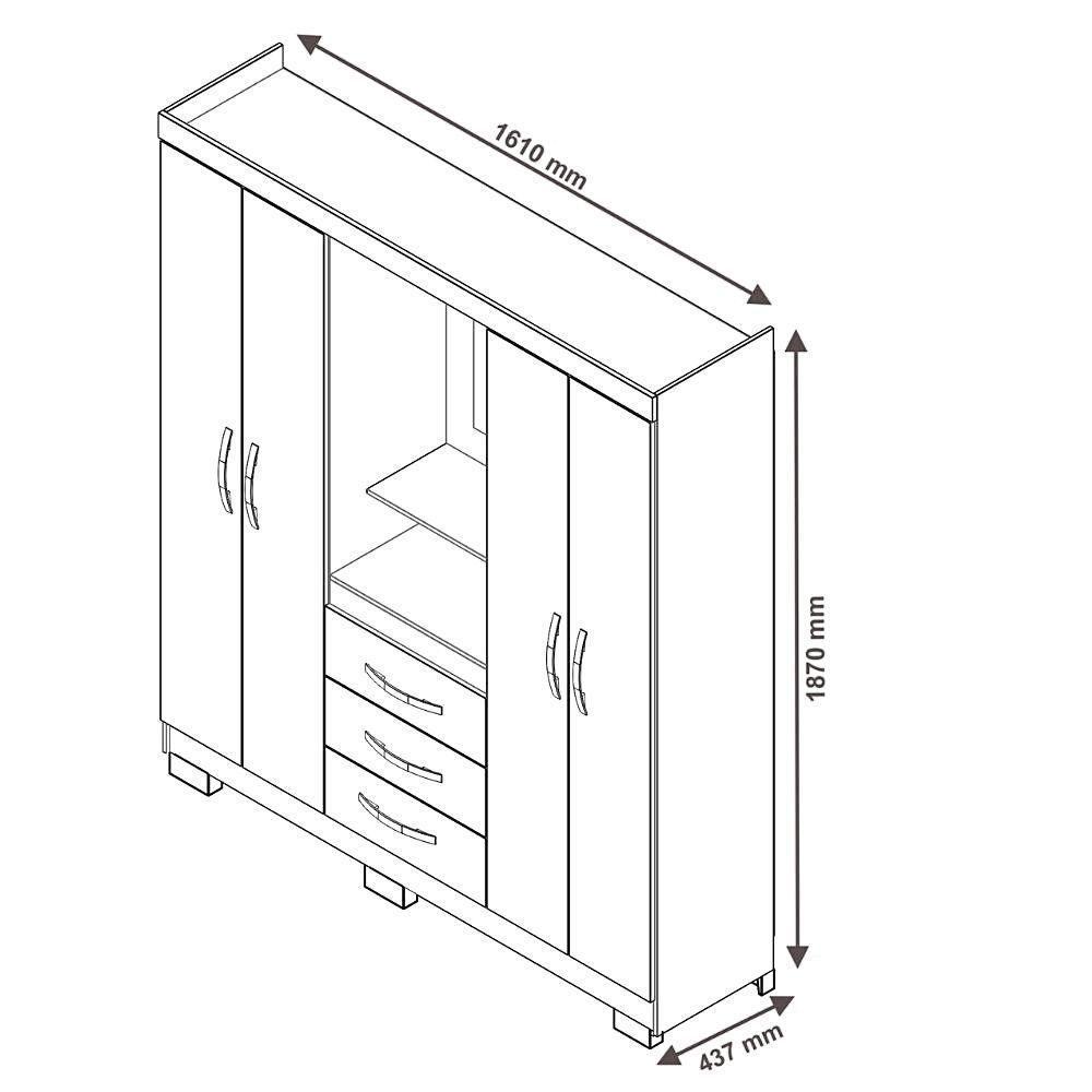 Guarda-roupa Casal 4 Portas 3 Gavetas Freijó-off White Nt 5015 Notável Móveis Marrom - 5