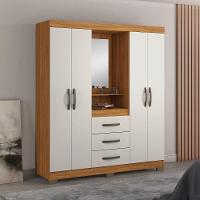 Guarda-roupa Casal 4 Portas 3 Gavetas Freijó-off White Nt 5015 Notável Móveis Marrom - 1